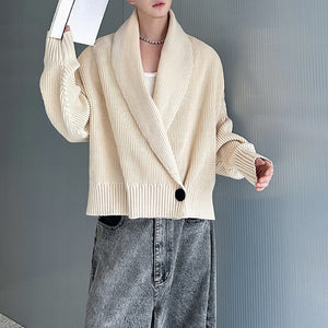 Lapel Button-down Knitted Sweater Coat