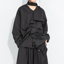 Load image into Gallery viewer, Women's Layered Ruffle Scarf Collar Long Sleeve Shirt
