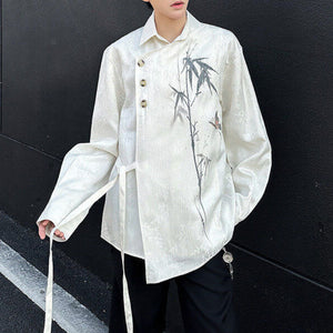 Bamboo Butterfly Lapel Jacquard Shirt