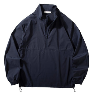 Stand Collar Loose Casual Half Zip Jacket