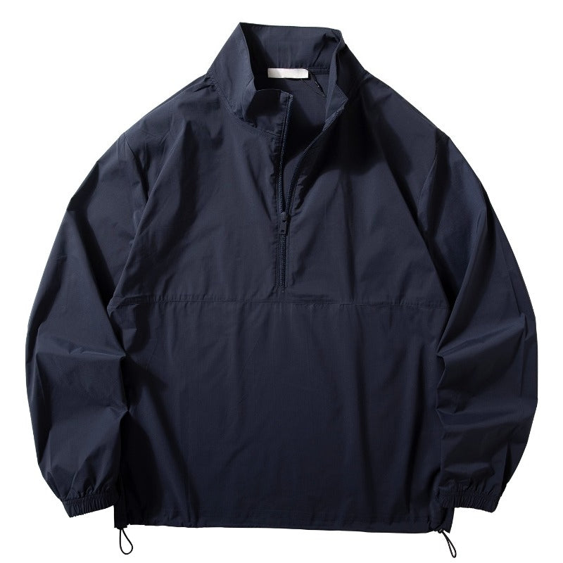 Stand Collar Loose Casual Half Zip Jacket