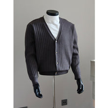Load image into Gallery viewer, V-neck Striped Knit Cardigan
