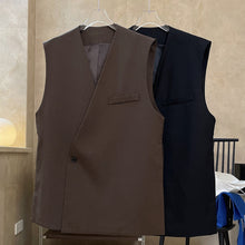 Load image into Gallery viewer, V-neck Oblique Button Loose Suit Vest
