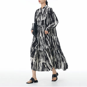 Loose Bohemian Striped Cake Dress