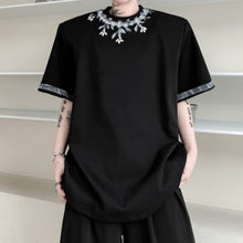 Load image into Gallery viewer, Round Neck Hand-painted Beaded Loose T-shirt
