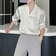 Load image into Gallery viewer, Double-layered Collar Handmade Pearl Draped Shirt
