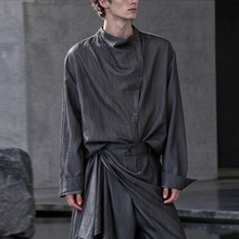 Load image into Gallery viewer, Irregular Slanted Placket Shirt and Trousers Two-piece set
