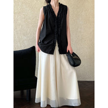 Load image into Gallery viewer, Women's Ruffle Trim Petal Collar Sleeveless Blouse
