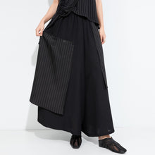 Load image into Gallery viewer, Women's Striped Spliced Elastic-waist faux Two-piece Culottes
