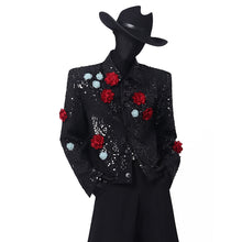 Load image into Gallery viewer, Sequined 3D Flower Stage Jacket
