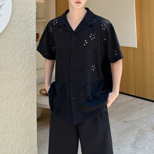 Load image into Gallery viewer, Summer Hollow Cuban Collar Loose Shirt
