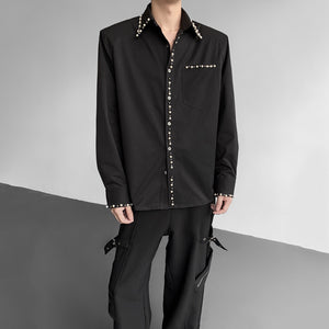 Pearl Embellished Shoulder Pad Shirt