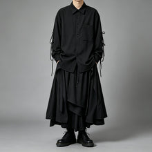Load image into Gallery viewer, Japanese Loose Asymmetrical multi-layered Shirt and Skirt-Pants Two-piece Set
