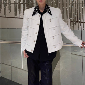 Heavy-duty Multi-zip Sequined Tweed Jacket