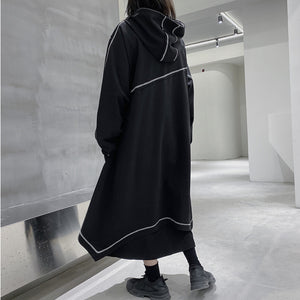 Irregular Hooded Long Sleeved Jacket