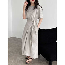 Load image into Gallery viewer, Cross-strap Short-sleeved Fitted Waist Dress
