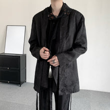 Load image into Gallery viewer, Retro Bamboo Jacquard Embroidery Fake Two-piece Cardigan Shirt
