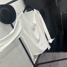 Load image into Gallery viewer, Asymmetric Neckline Tie-Detail Long-Sleeve Shirt
