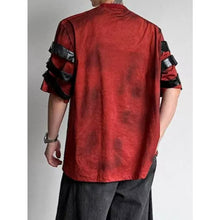 Load image into Gallery viewer, Punk Studded Lace Up Deconstructed Short-sleeve T-shirt
