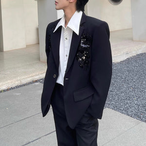 Sequined 3D Embroidered Suit Jacket