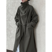 Load image into Gallery viewer, Stand-up Collar Retro Belted Mid-length Loose Coat
