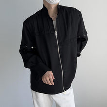 Load image into Gallery viewer, Accordion Pleated Zipper Stand Collar Jacket
