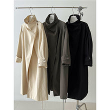 Load image into Gallery viewer, Stand-up Collar Retro Belted Mid-length Loose Coat
