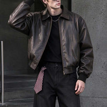 Load image into Gallery viewer, Leather Retro Loose-fitting Lapel Jacket
