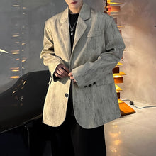 Load image into Gallery viewer, Distressed Textured Shoulder-padded Suit Jacket
