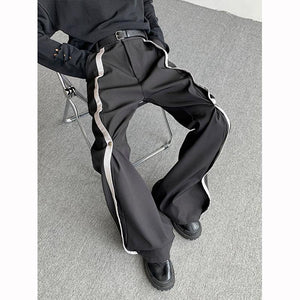 Three-dimensional Line Metal Button Casual Bootcut Pants