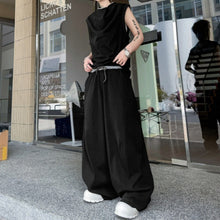 Load image into Gallery viewer, Solid Color Collar Contrasting Vest Casual Wide-leg Trousers Two-piece Suit
