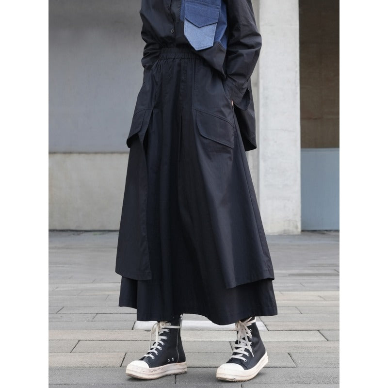 Dark layered pocket skirt