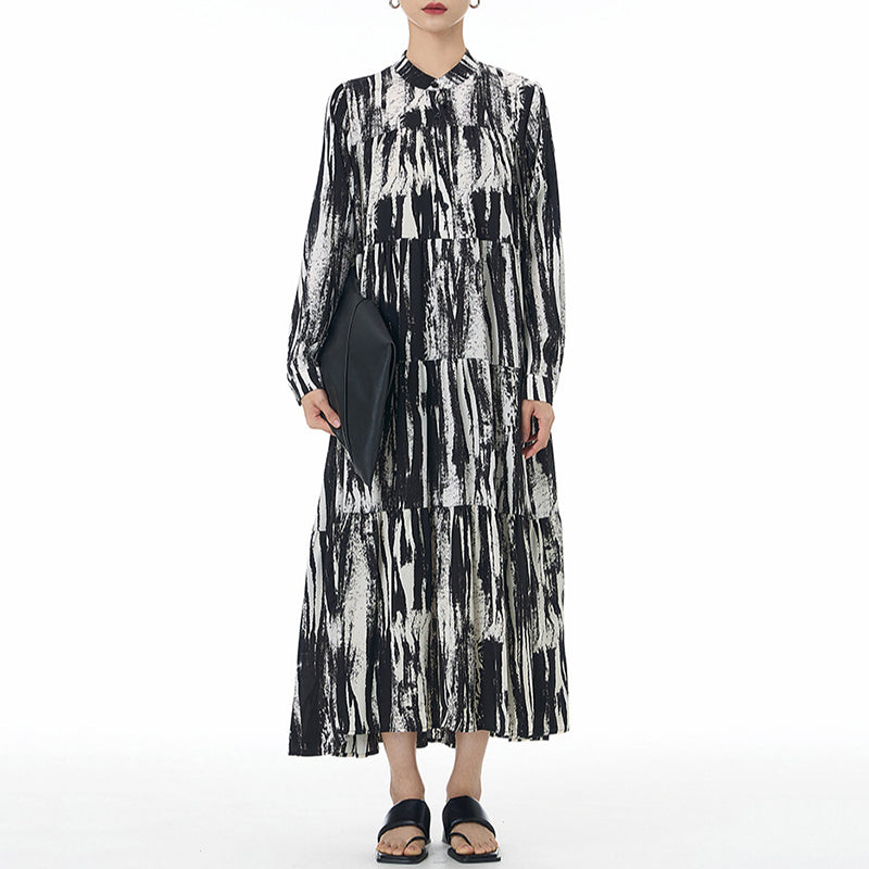Loose Bohemian Striped Cake Dress