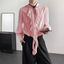 Load image into Gallery viewer, French Retro-fitted Ruffle Draped Shirt
