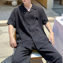 Load image into Gallery viewer, Summer Hollow Cuban Collar Loose Shirt
