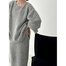 Load image into Gallery viewer, Korean Back Button Knit Sweater Skirt Two-piece Set
