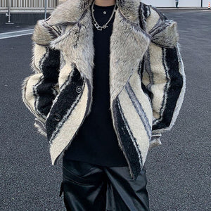 Striped Eco-friendly Fur Double-sided Plush Jacket