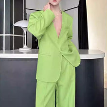 Load image into Gallery viewer, Collarless Casual Tie-up Suit Jacket and Slim-fit Trousers Two-piece Set
