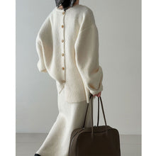 Load image into Gallery viewer, Korean Back Button Knit Sweater Skirt Two-piece Set
