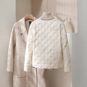 White Duck Down V-neck Down Jacket