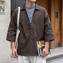 Load image into Gallery viewer, Japanese Plaid Paneled Layered Three Quarter Sleeve Shirt
