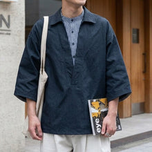 Load image into Gallery viewer, Japanese Plaid Paneled Layered Three Quarter Sleeve Shirt
