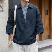 Load image into Gallery viewer, Japanese Plaid Paneled Layered Three Quarter Sleeve Shirt
