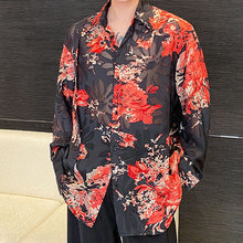 Load image into Gallery viewer, Slanted Placket Large Floral Print Shirt
