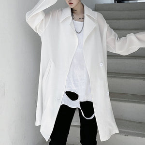 Thin Pleated Mid-Length Loose Jacket