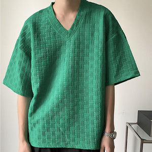 Solid V-Neck Pullover Half Sleeve T-Shirt