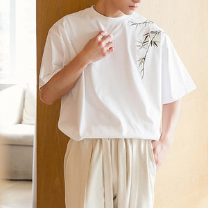 Bamboo Embroidered Short Sleeve T-Shirt