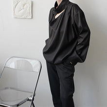Load image into Gallery viewer, Solid Color Stand Collar Cutout Long Sleeve Shirt
