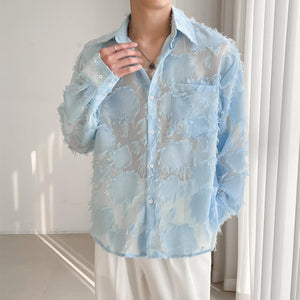 Feather Tassel Sheer Long Sleeve Shirt