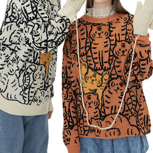Tiger Knit Pullover Sweater